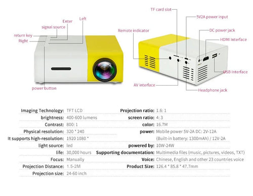 LED Home HD Mini Portable Micro Projector